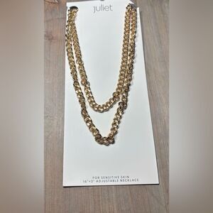 New! 16” Juliet Gold Tone Multi-Strand Adjustable Necklace for Sensitive Skin 3”